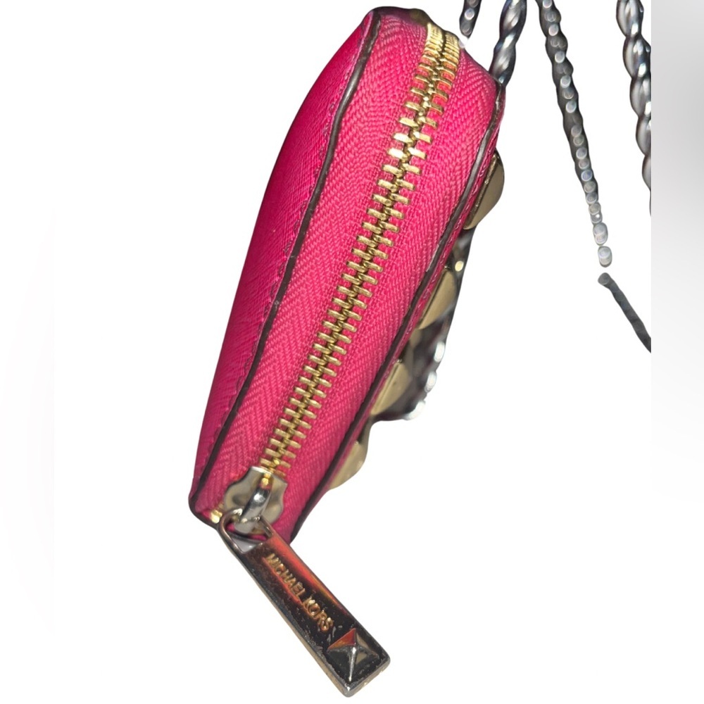 Michael Kors Fuchsia Pink Pyramid Studded Continental Zip Wallet - Picture 2 of 16